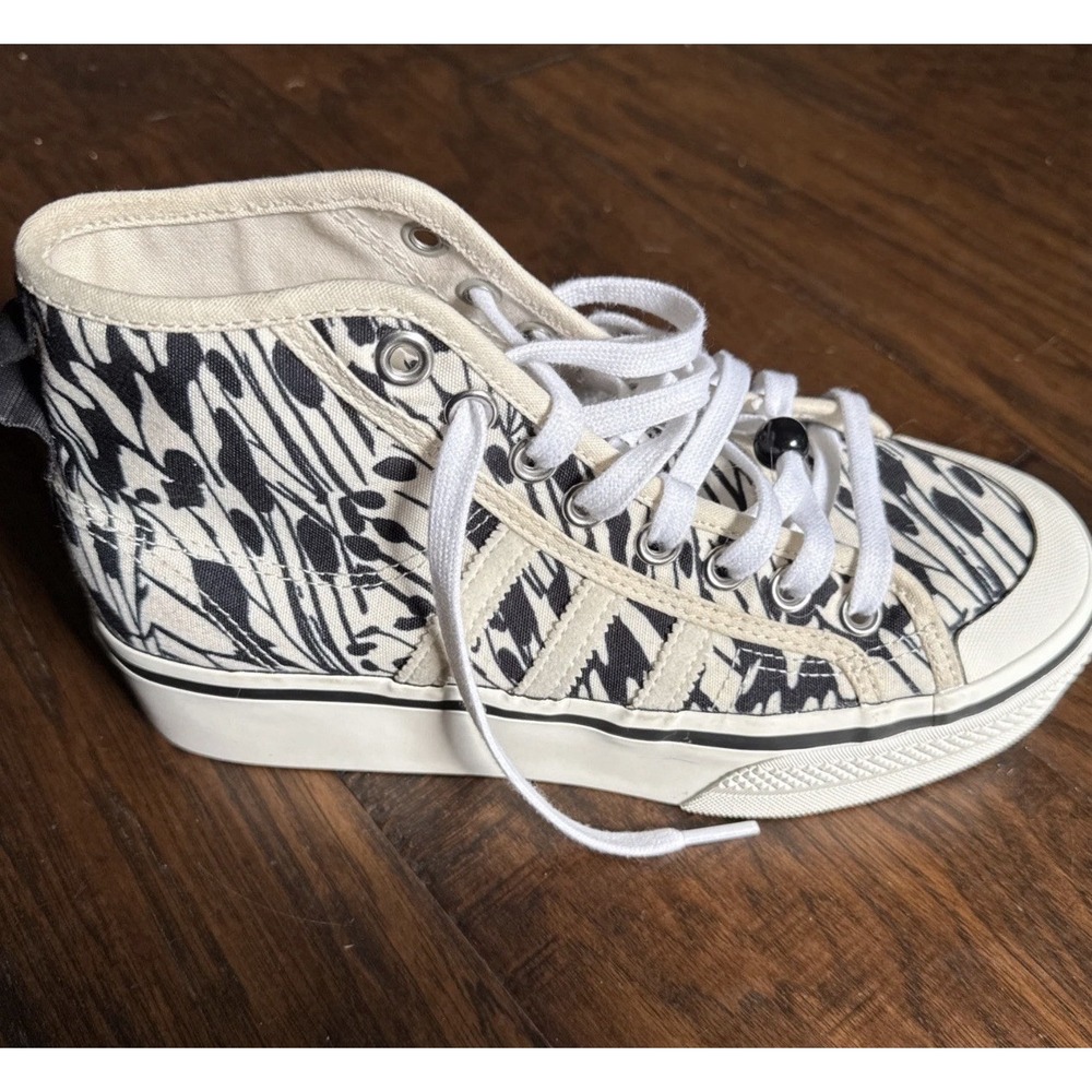 Adidas Nizza Platform Shoes Womens 7.5 Mid Cream Athletic Sneakers